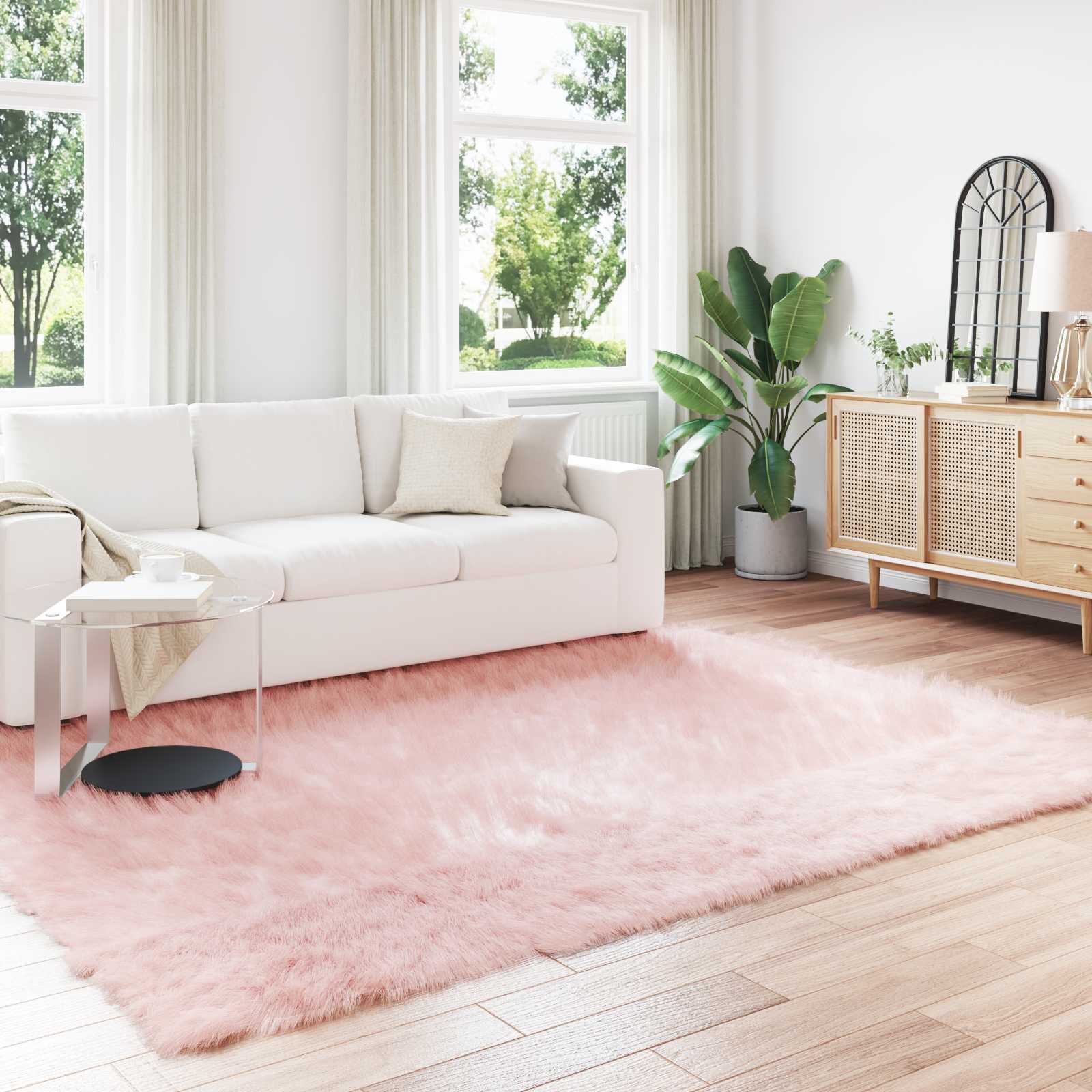 VidaXL tapis en fausse peau de mouton tafalla rose 200 x 280 cm polyester