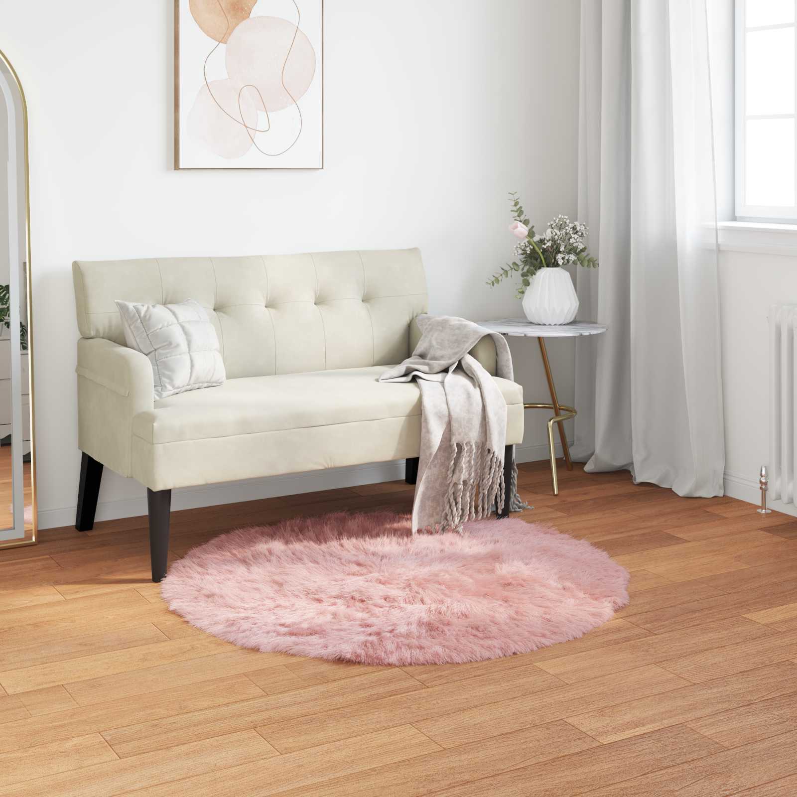 VidaXL tapis en fausse peau de mouton tafalla rose ø 100 cm polyester