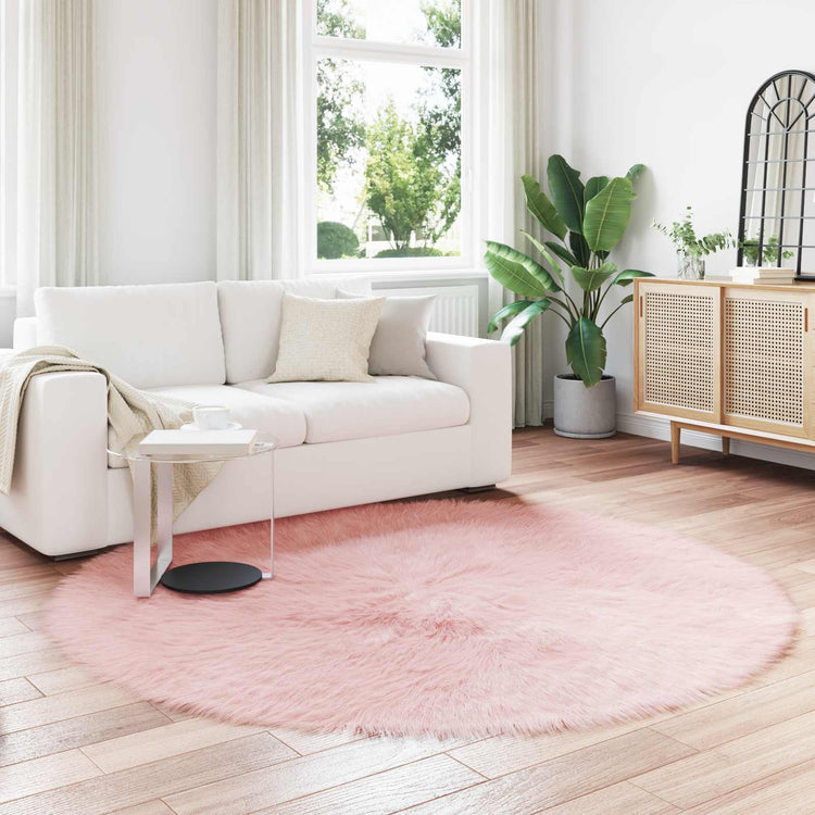 VidaXL tapis en fausse peau de mouton tafalla rose ø 200 cm polyester
