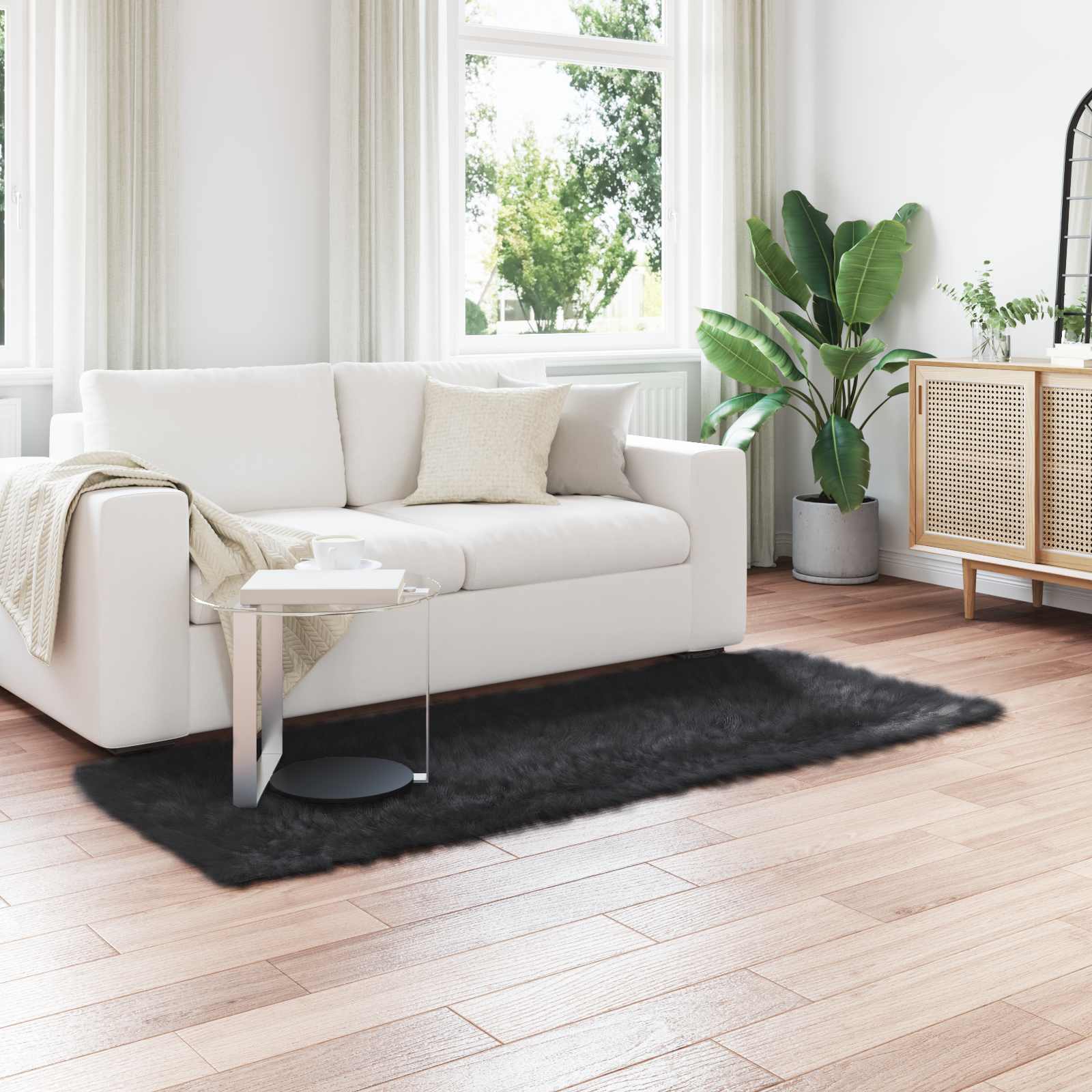 Vidaxx tapis en fausse peau de mouton tafalla noir 100 x 200 cm polyester