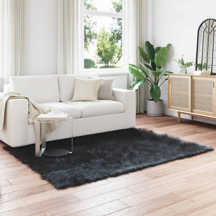 Vidaxx tapis en fausse peau de mouton tafalla noir 120 x 170 cm polyester