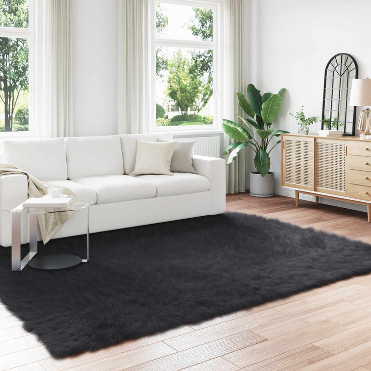 Vidaxx tapis en fausse peau de mouton tafalla noir 240 x 340 cm polyester