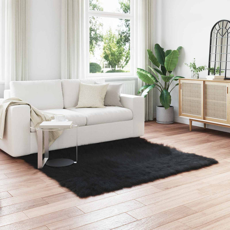Vidaxx tapis en fausse peau de mouton tafalla noir 160 x 160 cm polyester