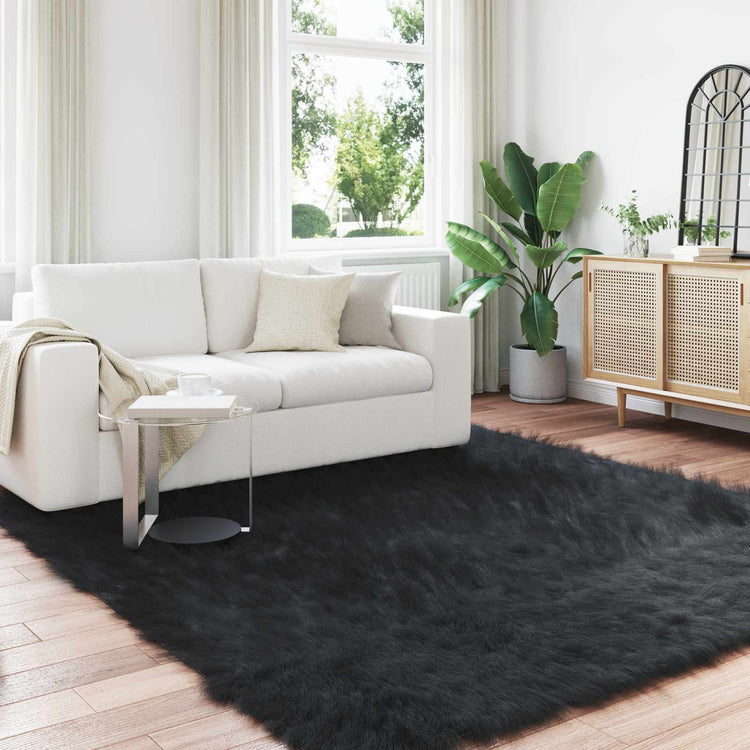 Vidaxx tapis en fausse peau de mouton tafalla noir 200 x 200 cm polyester