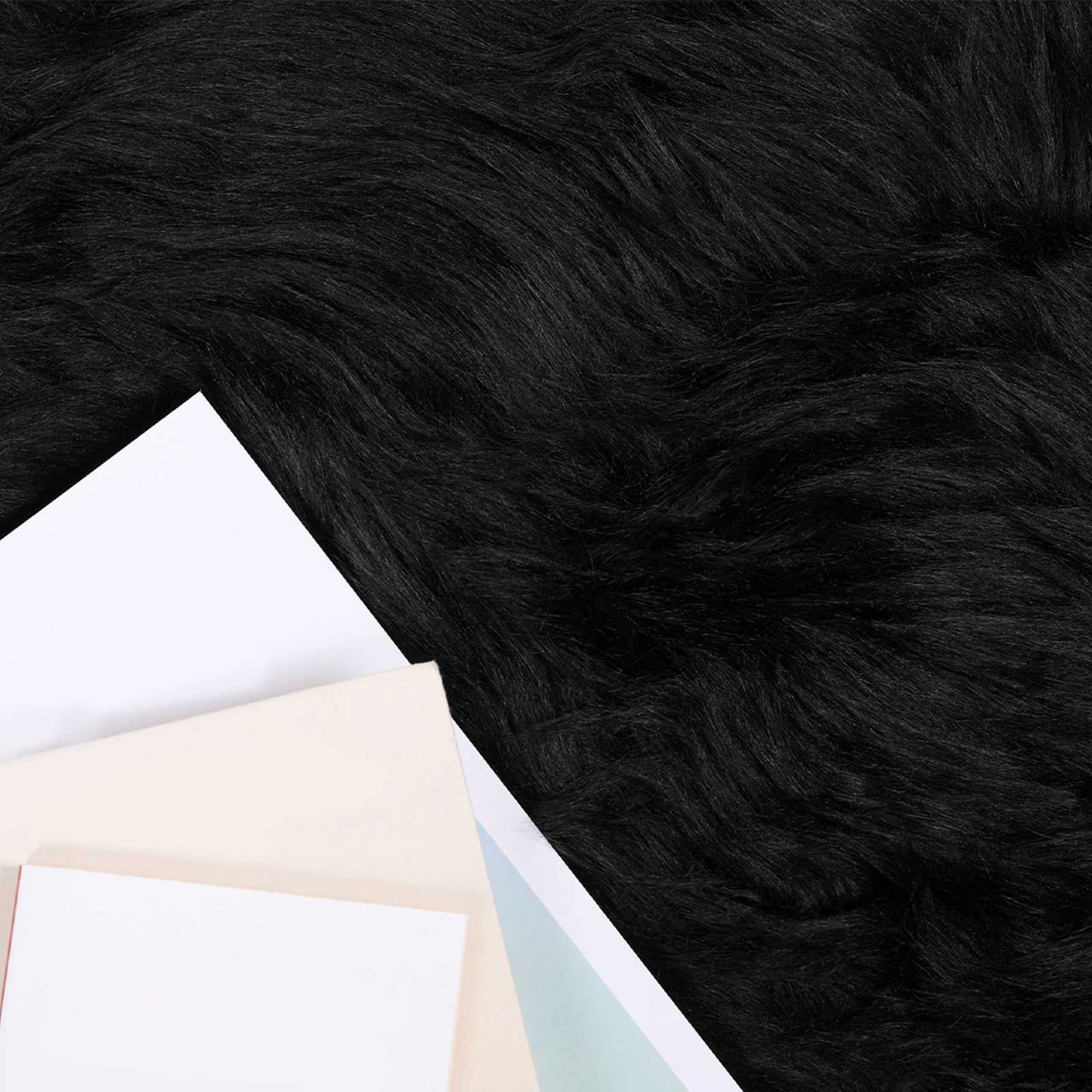 VidaXL tapis en fausse peau de mouton tafalla noir 60 x 90 cm polyester