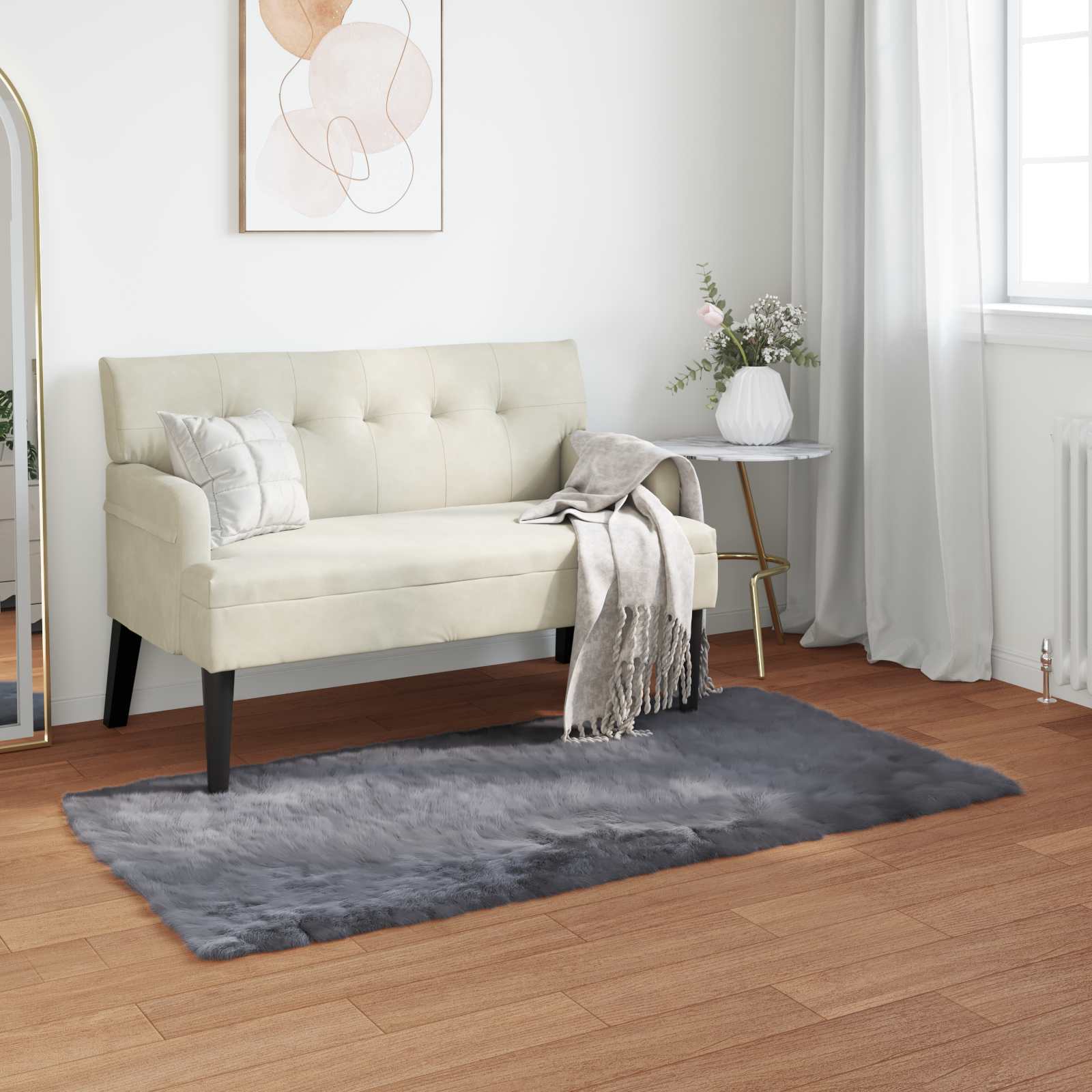 Vidaxl tapis en fausse peau de mouton tafalla anthracite 60 x 110 cm polyester
