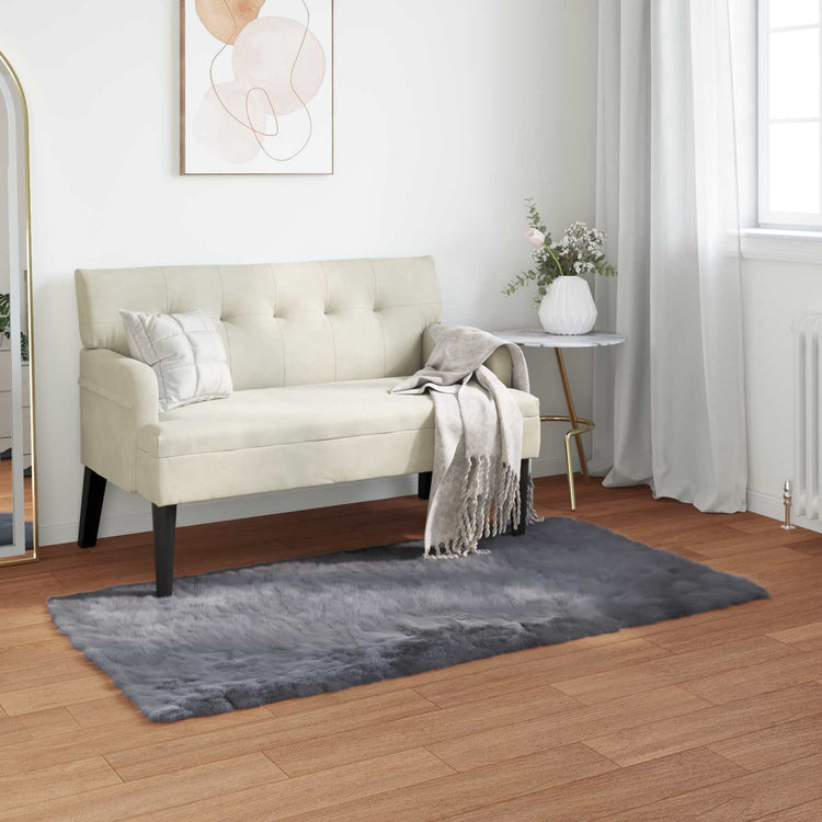 Vidaxl tapis en fausse peau de mouton tafalla anthracite 60 x 110 cm polyester