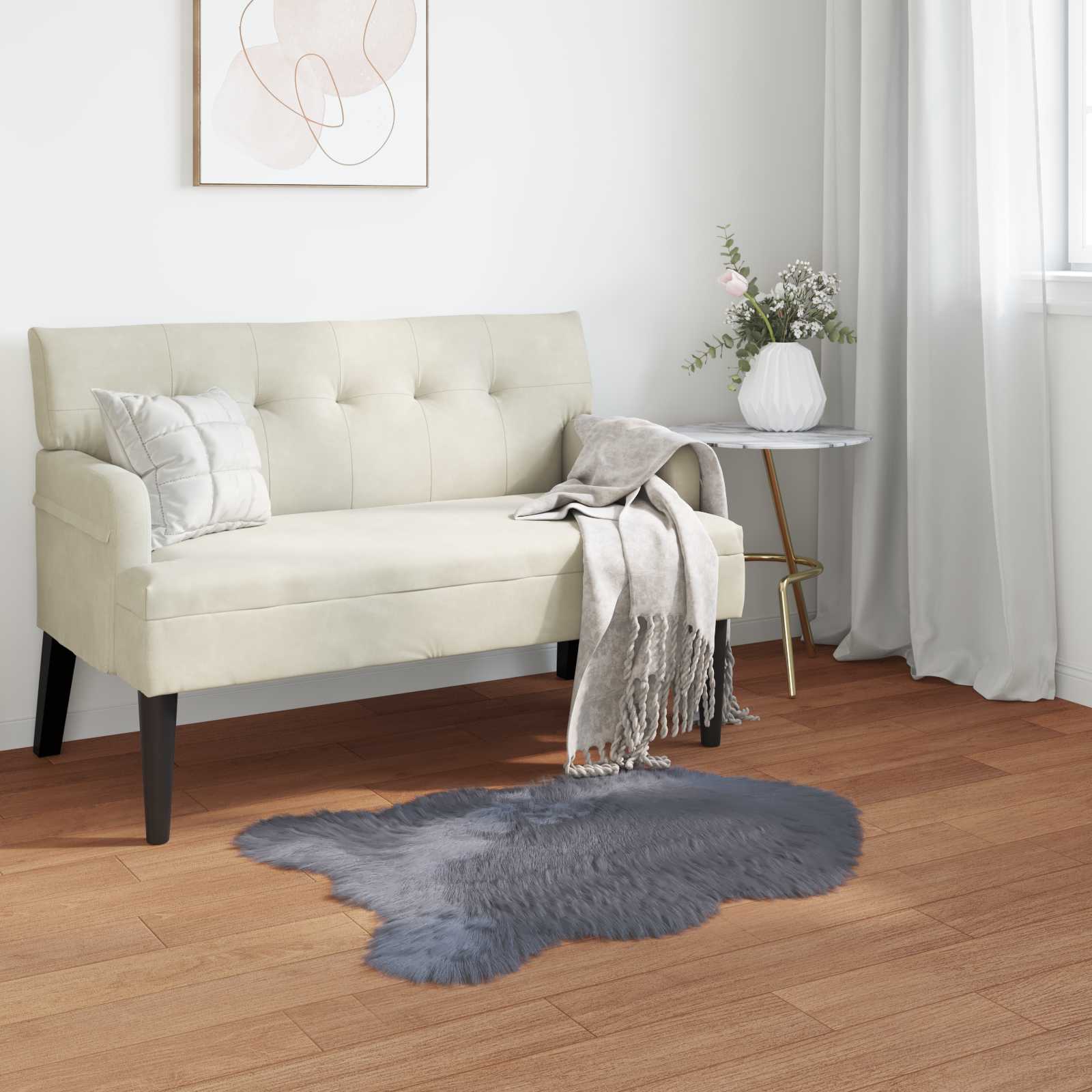 Vidaxl tapis en fausse peau de mouton tafalla anthracite 50 x 80 cm polyester