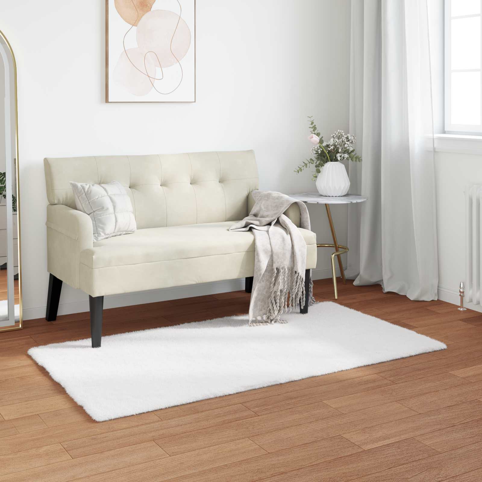 VidaXL tapis en fausse fourrure de lapin blanc huile 60 x 110 cm polyester