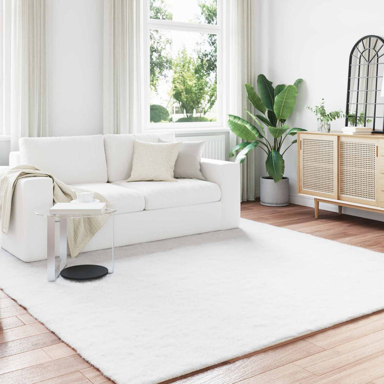 VidaXL tapis en fausse fourrure de lapin huile blanc 200 x 200 cm polyester