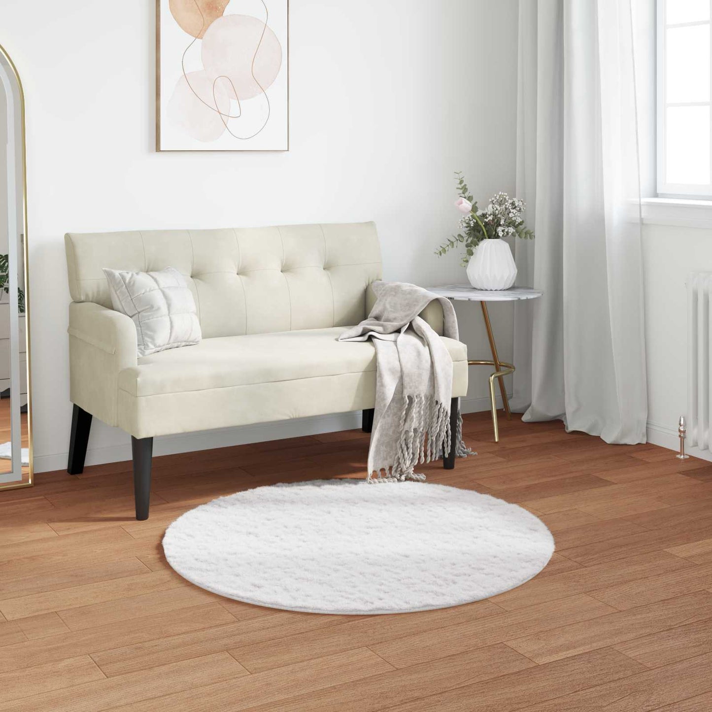 Vidaxxl tapis en fausse fourrure de lapin huile blanc ø 80 cm polyester