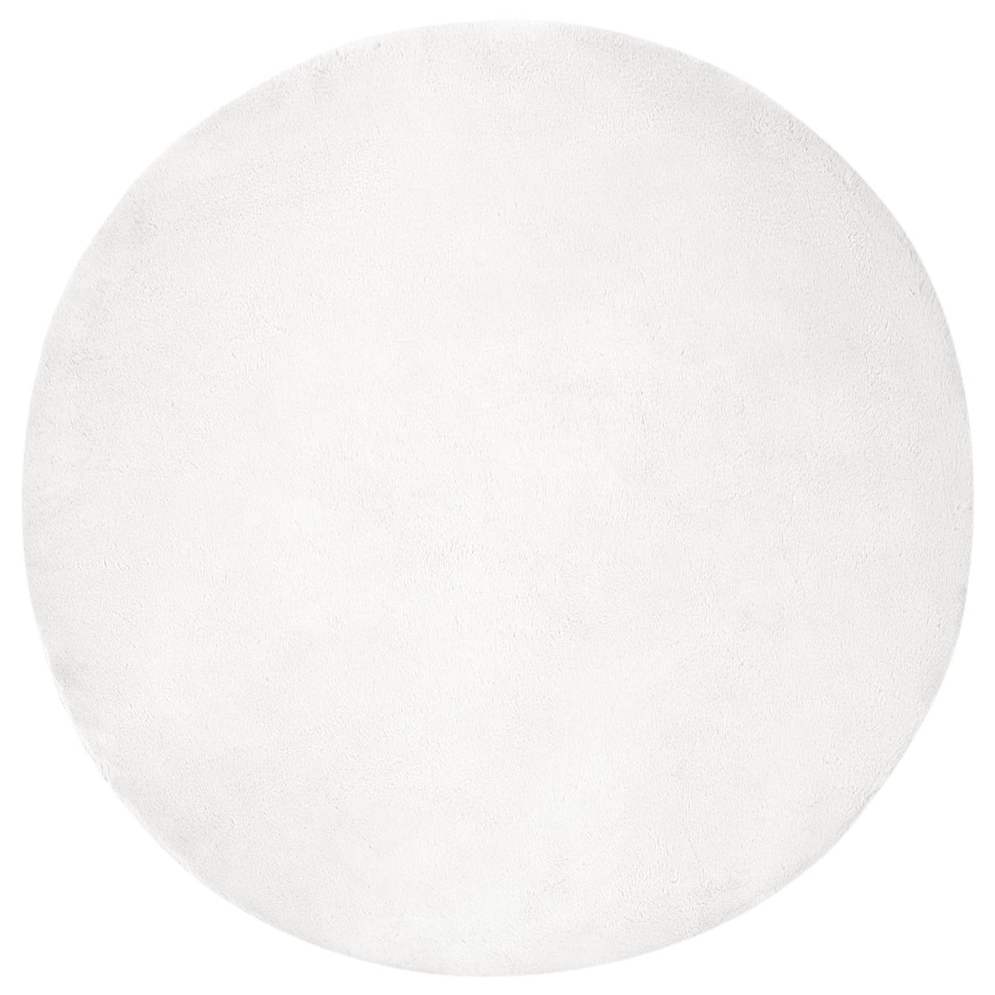 Vidaxl tapis en fausse fourrure de lapin huile blanc ø 100 cm polyester