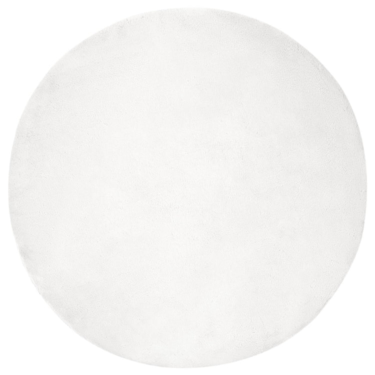 Vidaxl tapis en fausse fourrure de lapin huile blanc ø 100 cm polyester