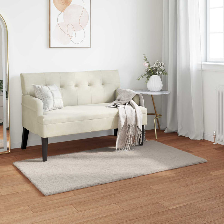 VidaXL tapis en fausse fourrure de lapin beige huileux 80 x 150 cm polyester