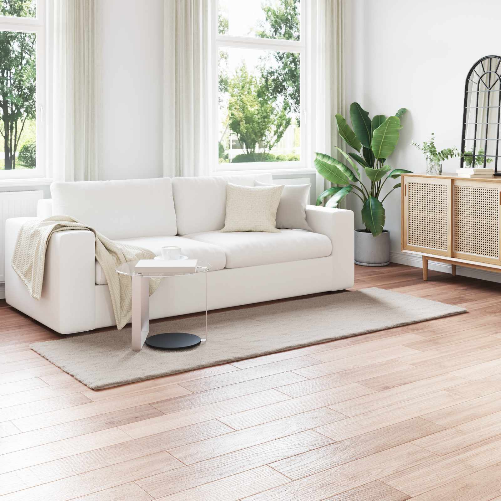VidaXL tapis en fausse fourrure de lapin beige huileux 80 x 250 cm polyester