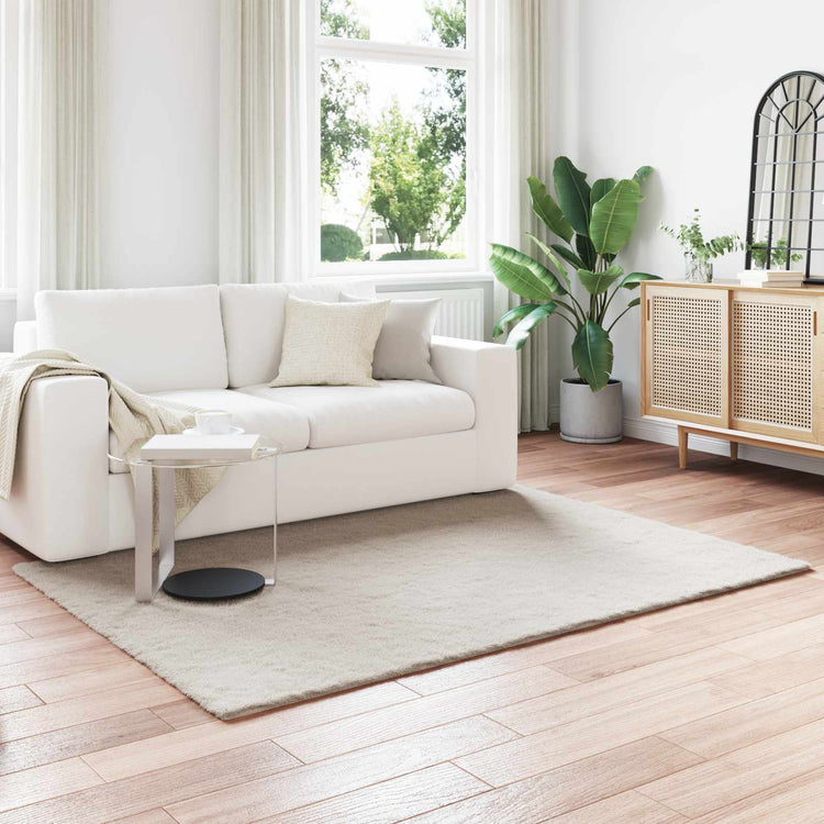 VidaXL tapis en fausse fourrure de lapin beige huileux 140 x 200 cm polyester