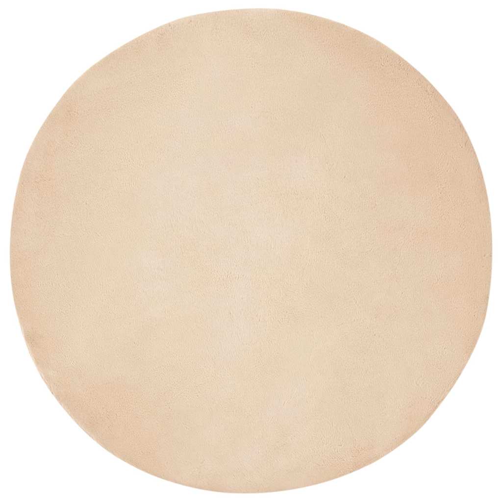Vidaxl tapis en fausse fourrure de lapin beige huileux ø 100 cm polyester