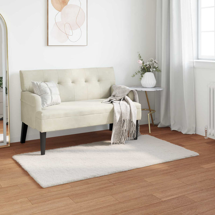 VidaXL tapis en fausse fourrure de lapin crème huileuse 80 x 150 cm polyester