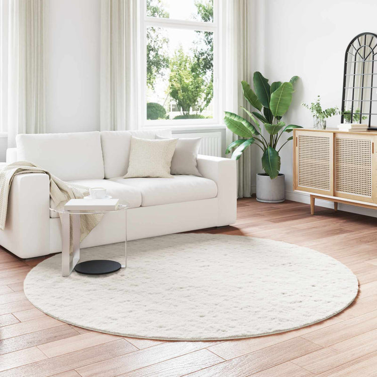 VidaXL tapis en fausse fourrure de lapin crème huileuse ø 200 cm polyester