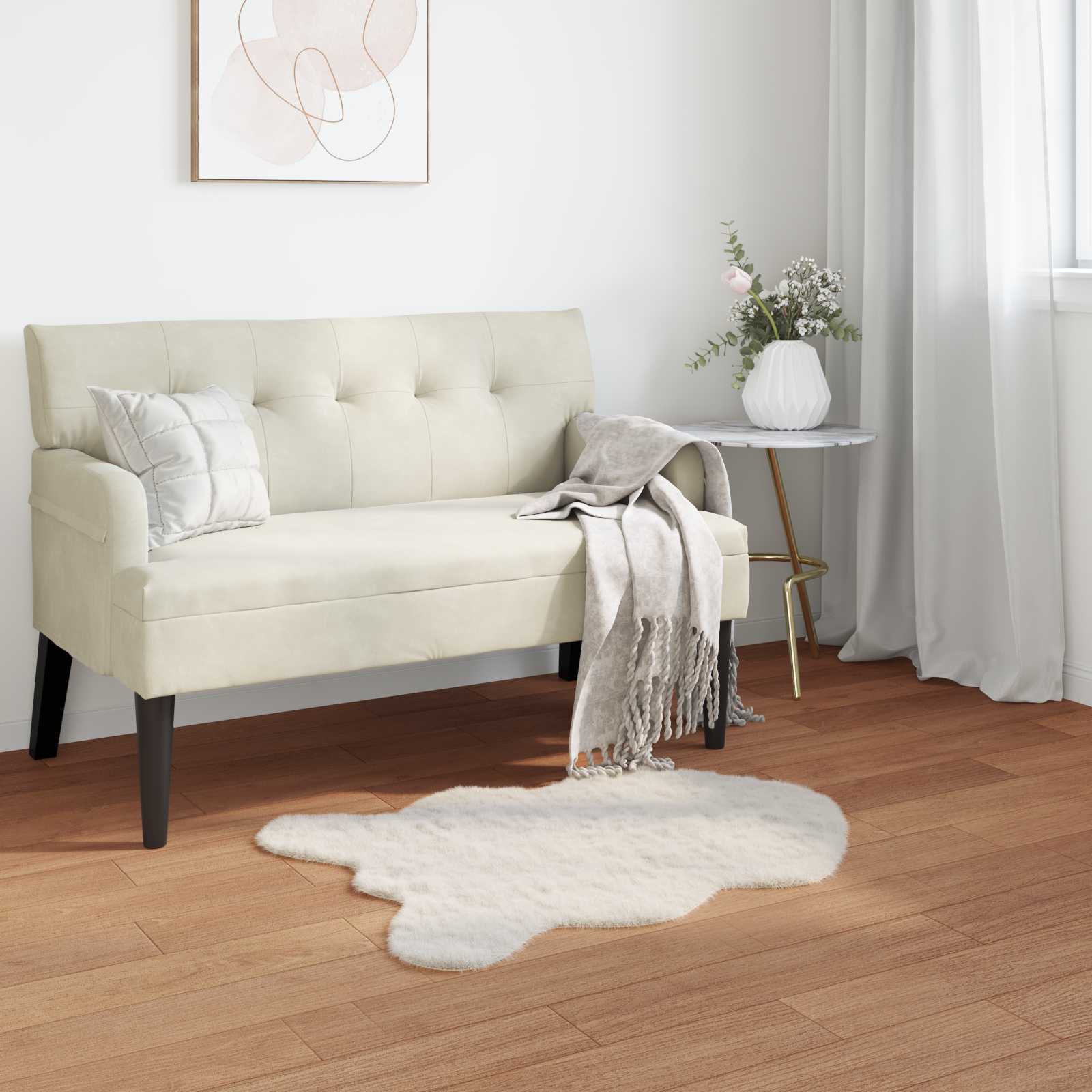 VidaXL tapis en fausse fourrure de lapin crème huileuse 60 x 90 cm polyester