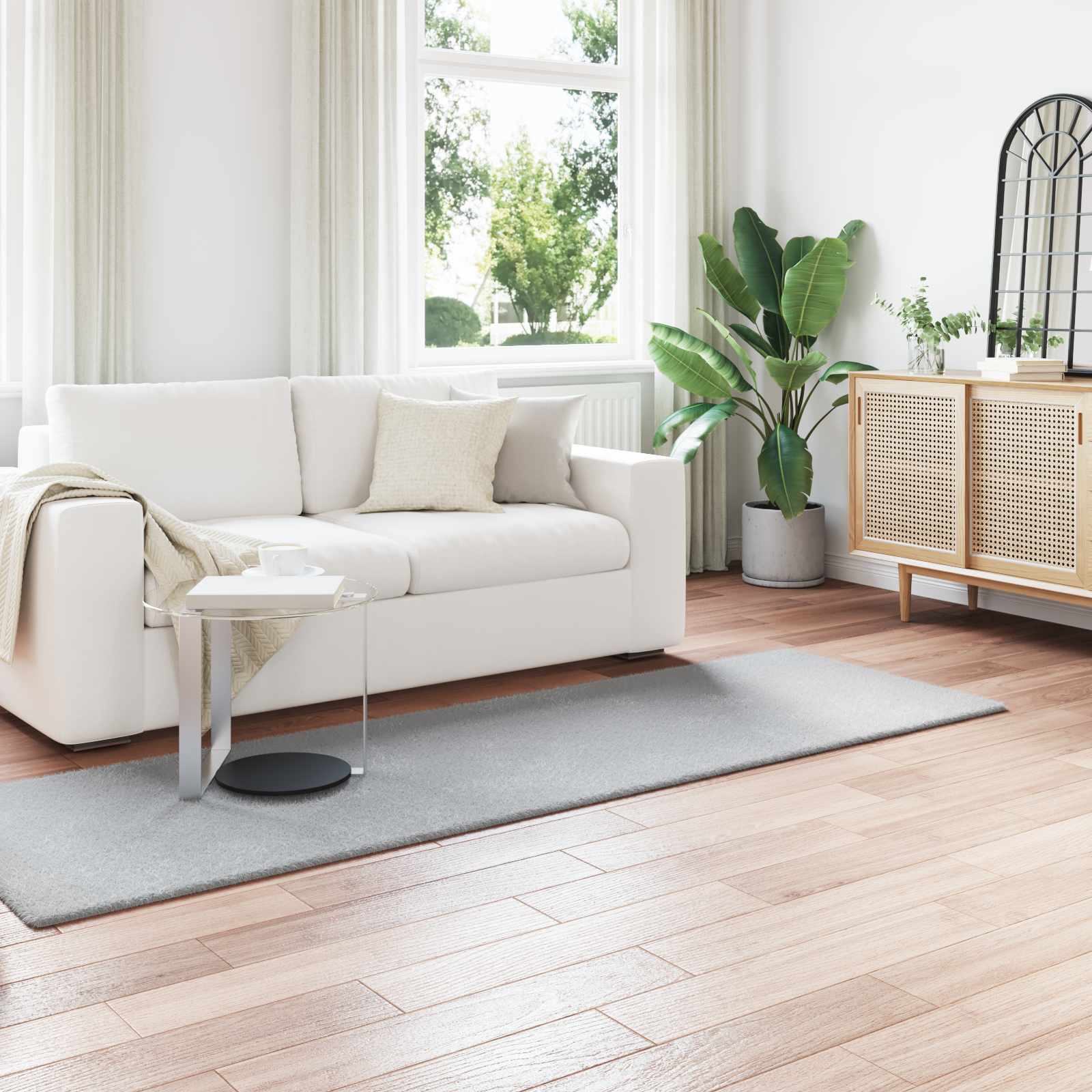 VidaXL tapis en fausse fourrure de lapin gris huile 80 x 250 cm polyester