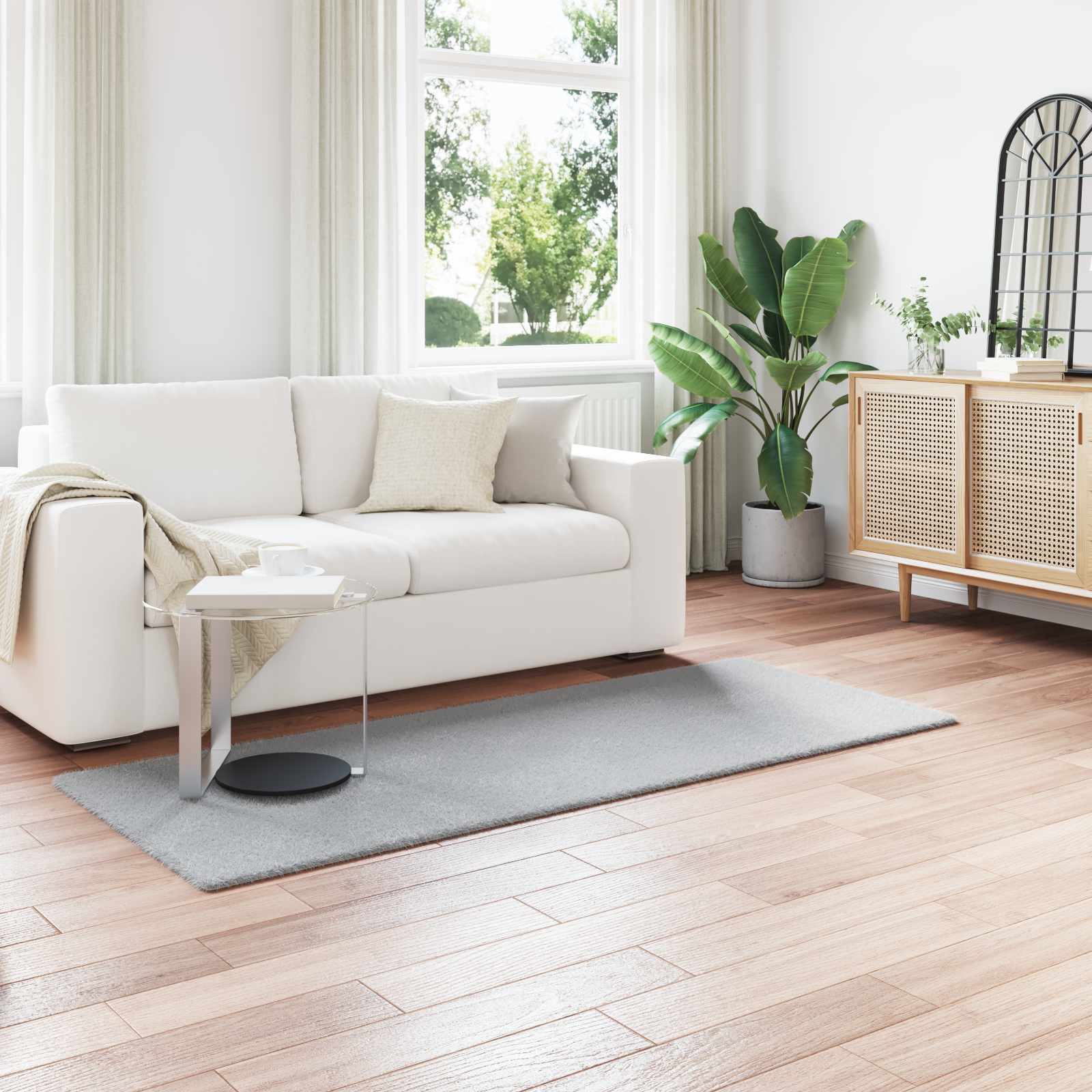 VidaXL tapis en fausse fourrure de lapin gris huile 100 x 200 cm polyester