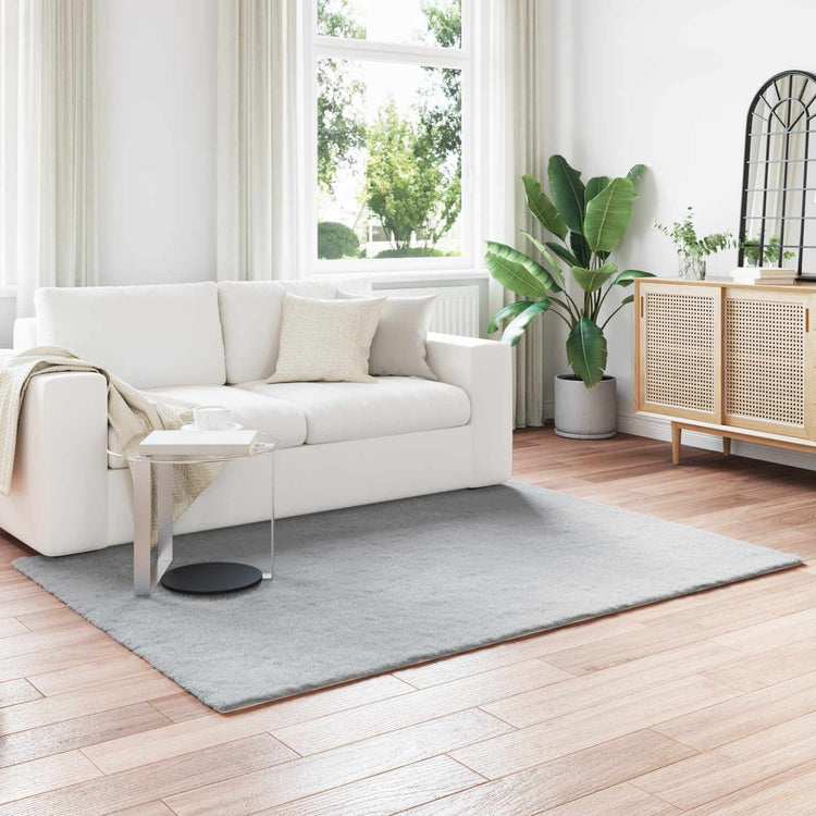 VidaXL tapis en fausse fourrure de lapin gris huile 140 x 200 cm polyester