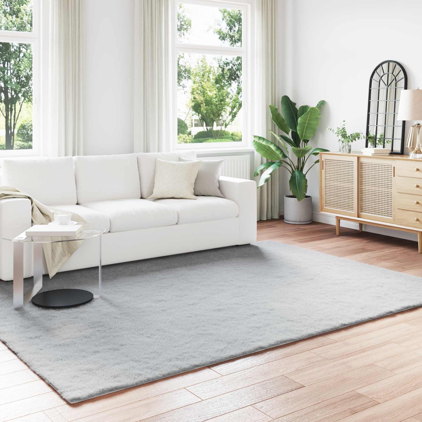 VidaXL tapis en fausse fourrure de lapin gris huile 200 x 280 cm polyester
