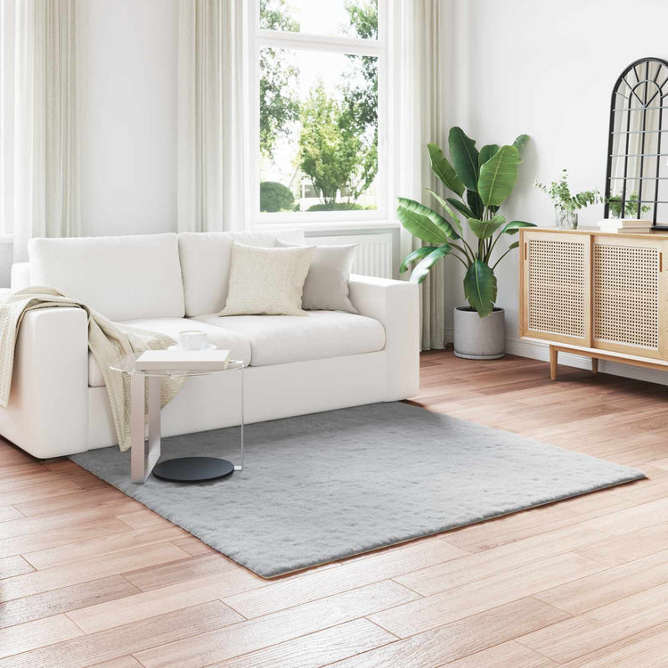 VidaXL tapis en fausse fourrure de lapin gris huile 120 x 120 cm polyester