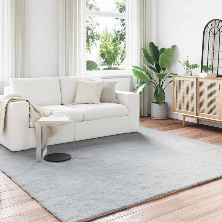 VidaXL tapis en fausse fourrure de lapin gris huile 200 x 200 cm polyester