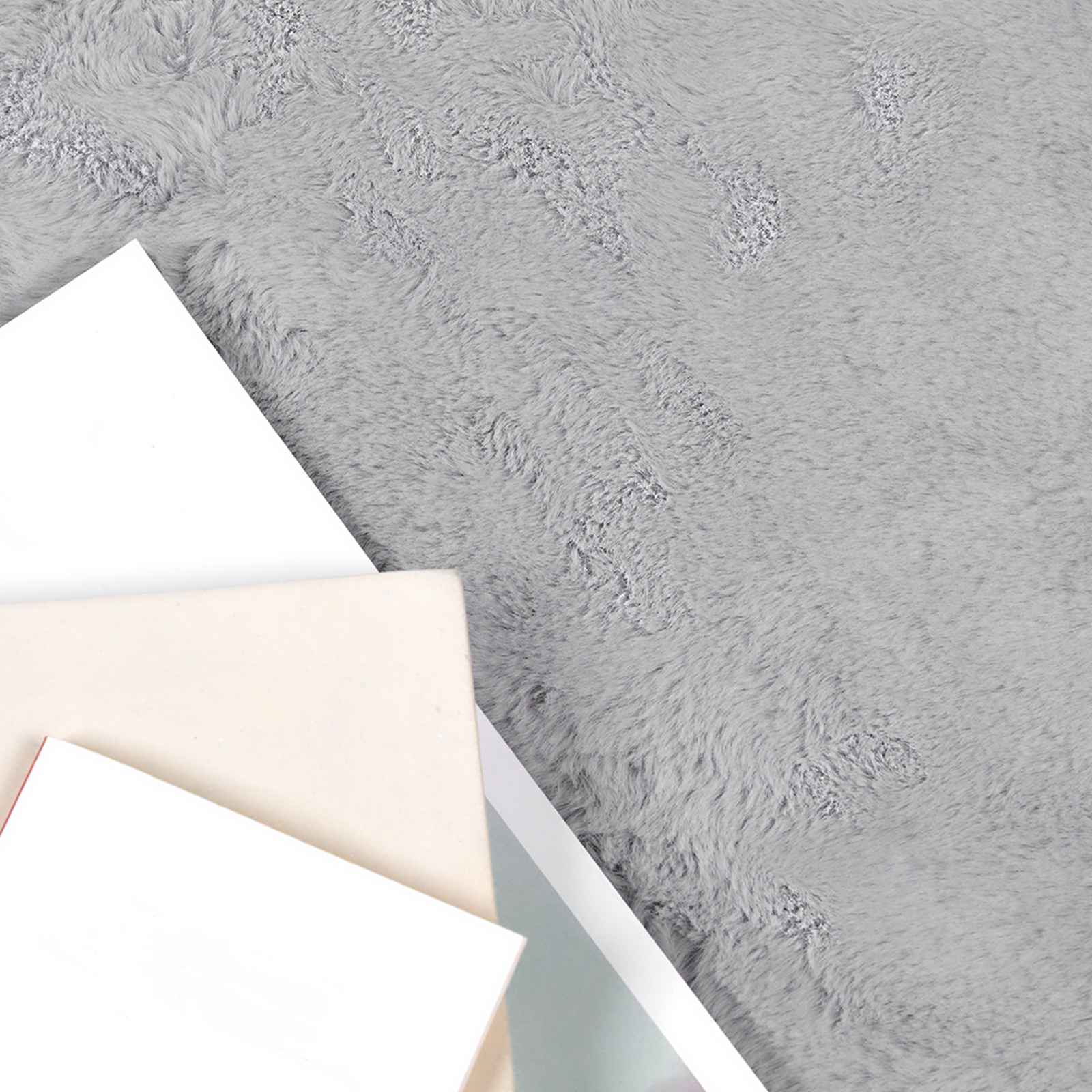 VidaXL tapis en fausse fourrure de lapin gris huile ø 120 cm polyester