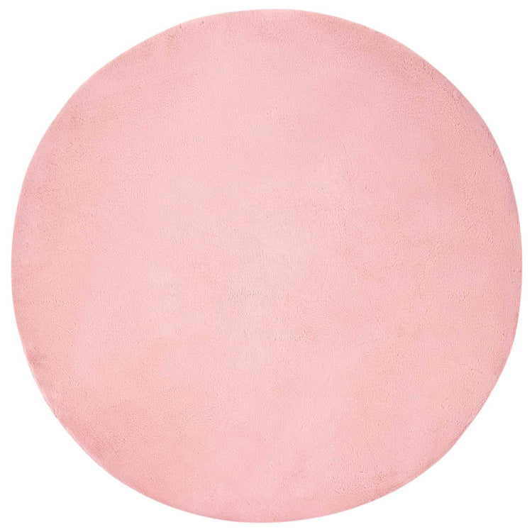 Vidaxl tapis en fausse fourrure de lapin rose huile ø 80 cm polyester