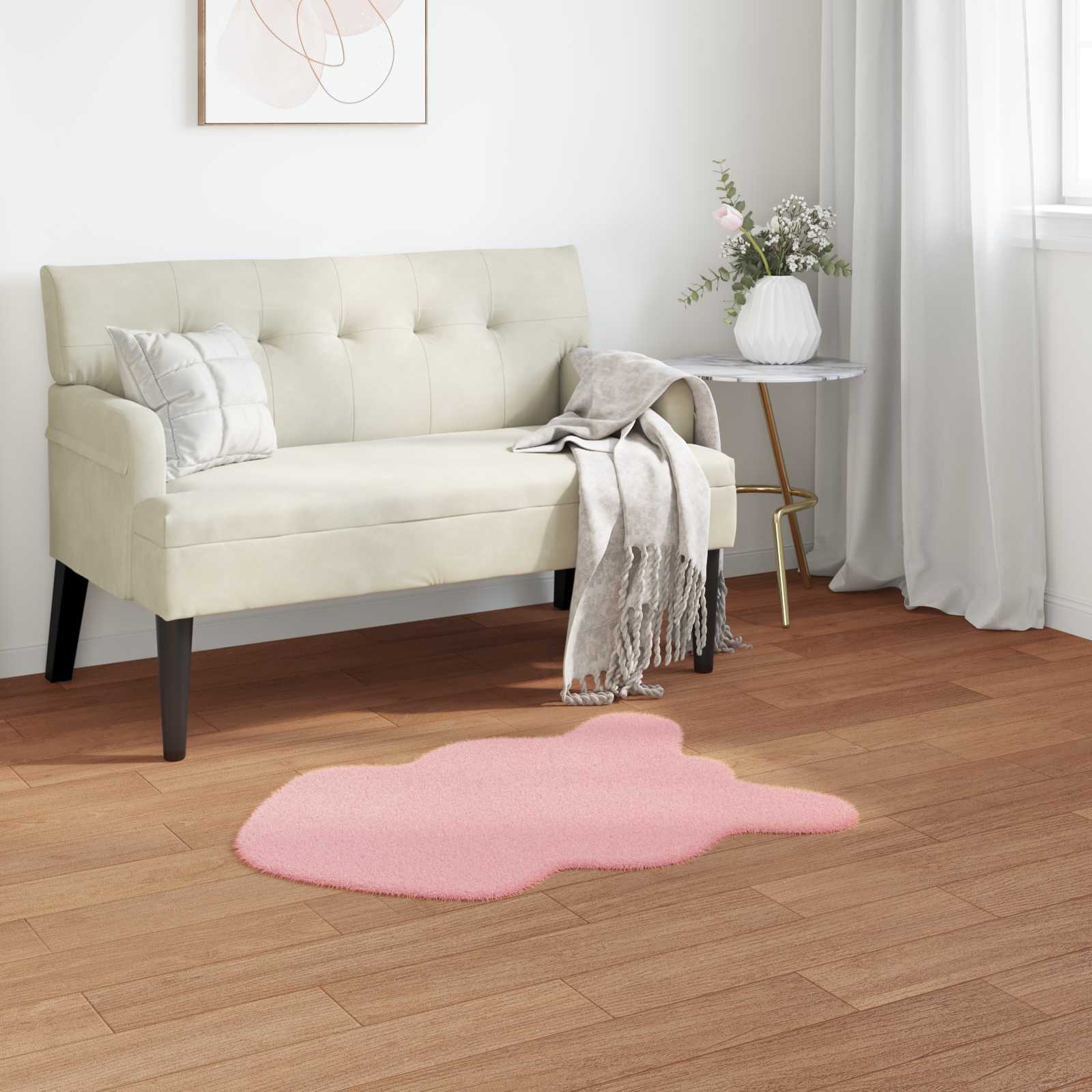 VidaXL tapis en fausse fourrure de lapin rose huile 50 x 80 cm polyester