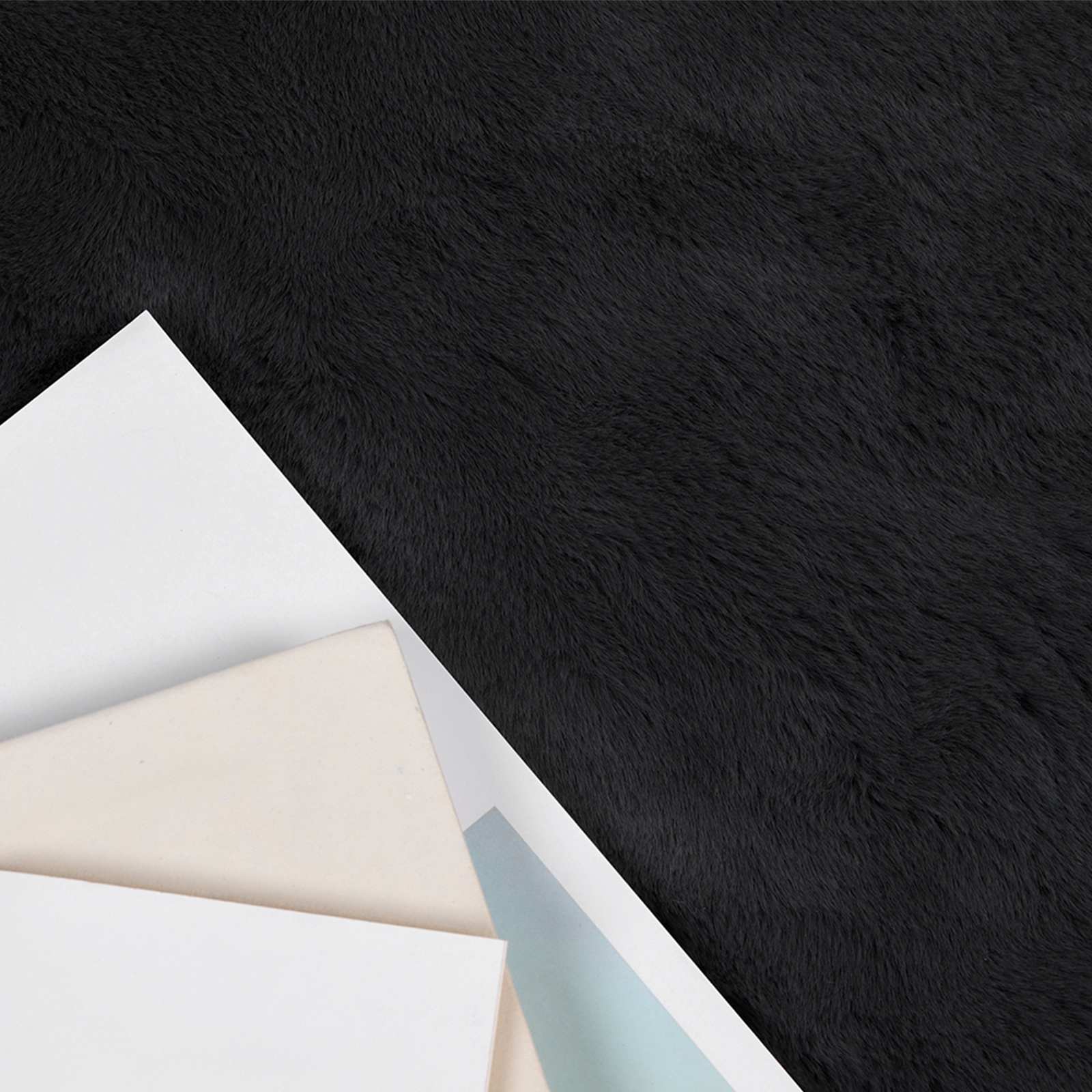 VidaXL tapis en fausse fourrure de lapin huile noir 80 x 200 cm polyester