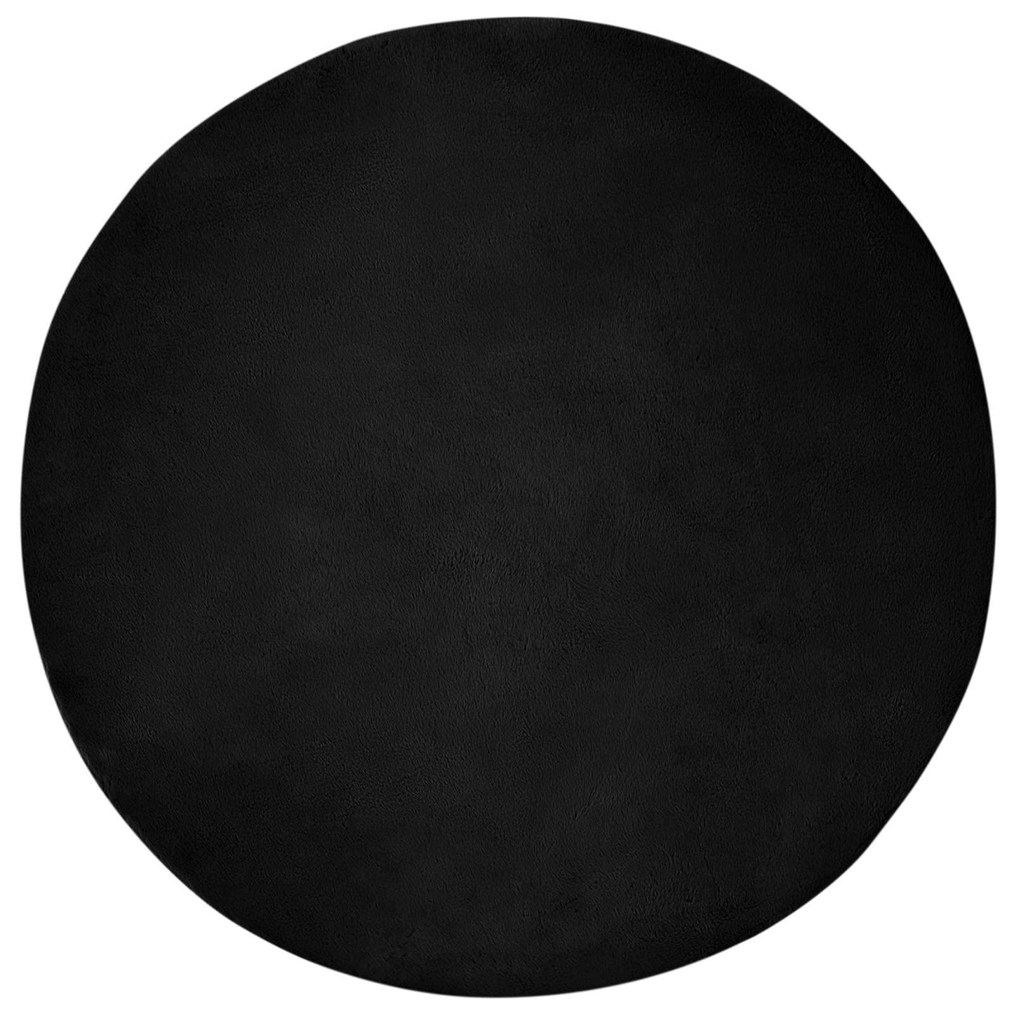 Vidaxl tapis en fausse fourrure de lapin huile noir ø 120 cm polyester
