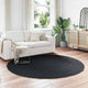 VidaXL tapis en fausse fourrure de lapin huile noir ø 200 cm polyester