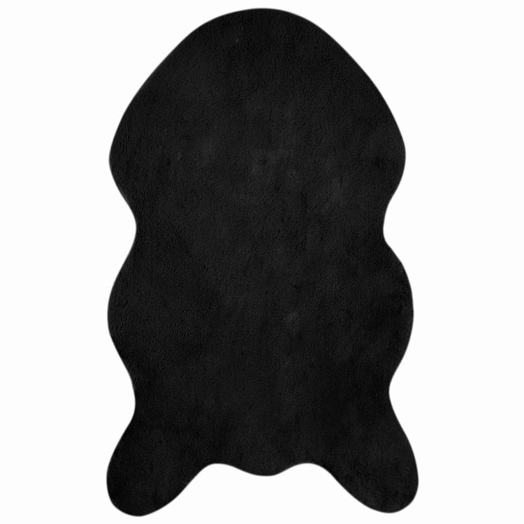 VidaXL tapis en fausse fourrure de lapin huile noir 50 x 80 cm polyester