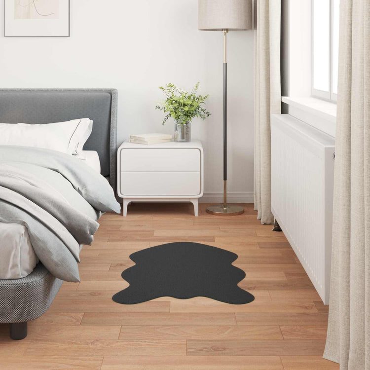 VidaXL tapis en fausse fourrure de lapin huile noir 60 x 90 cm polyester