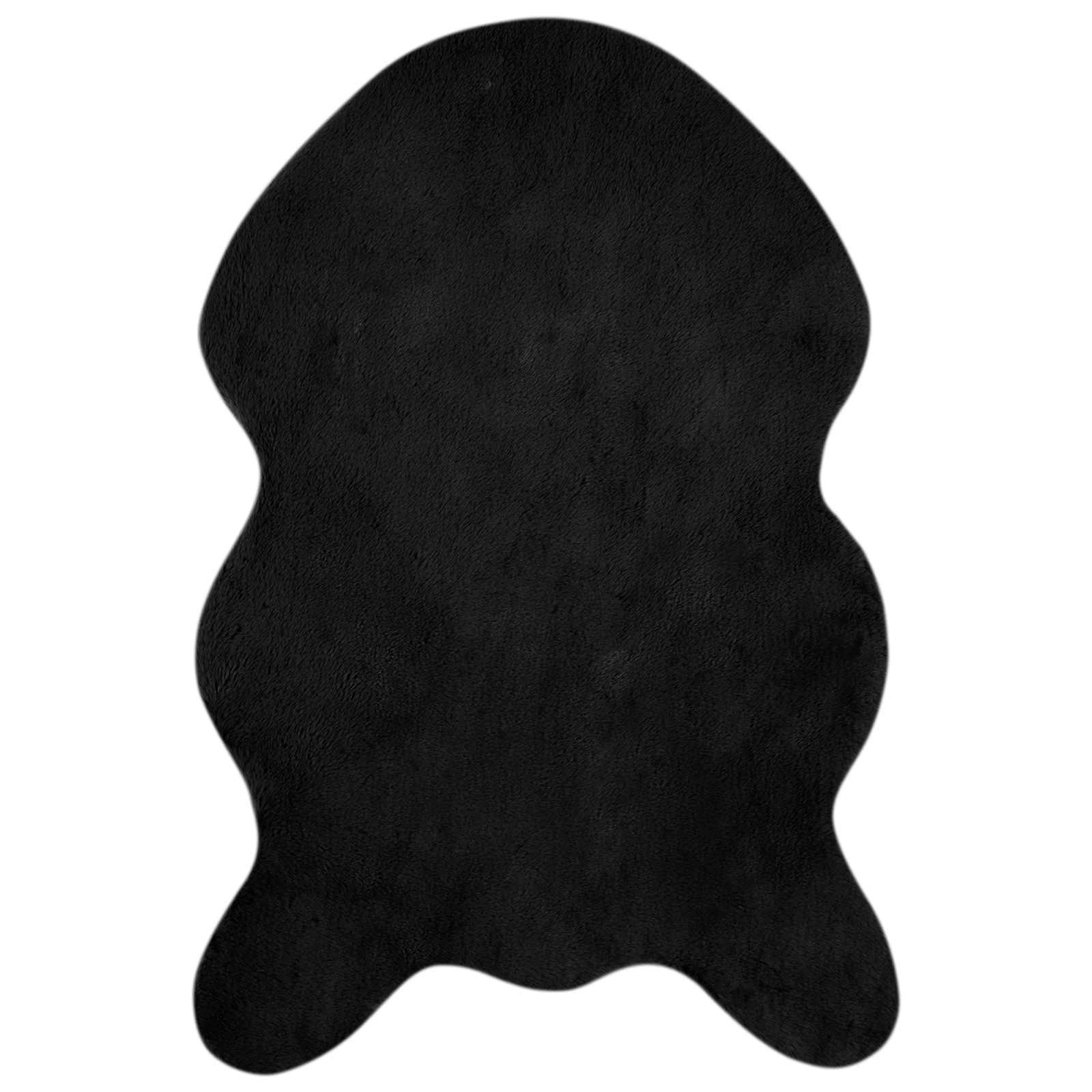 VidaXL tapis en fausse fourrure de lapin huile noir 60 x 90 cm polyester