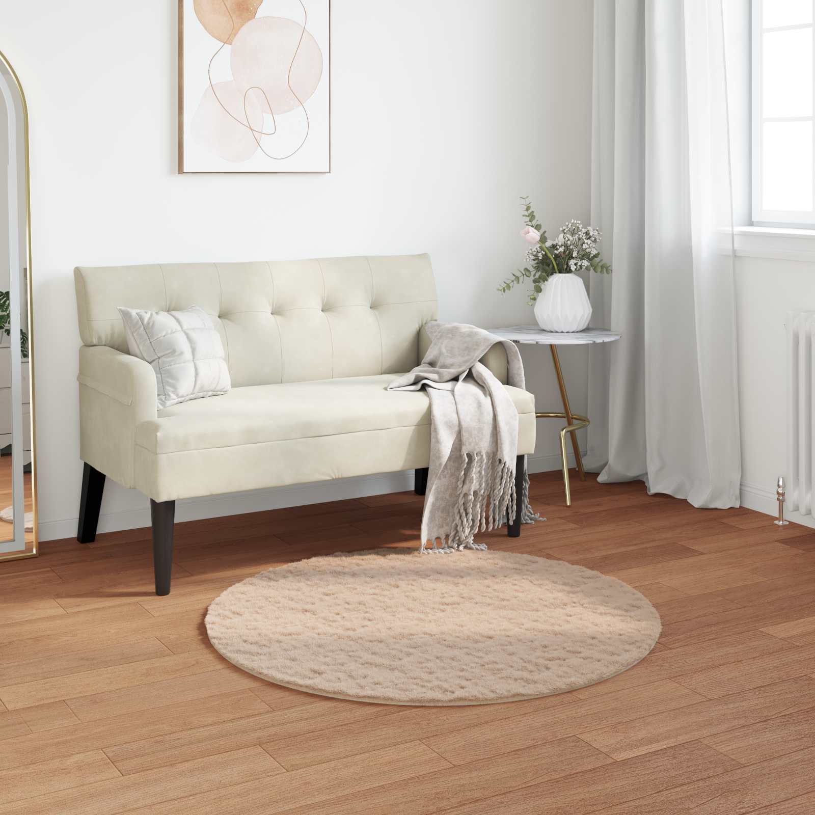 VidaXL tapis en fausse fourrure de lapin taupe huileux ø 100 cm polyester