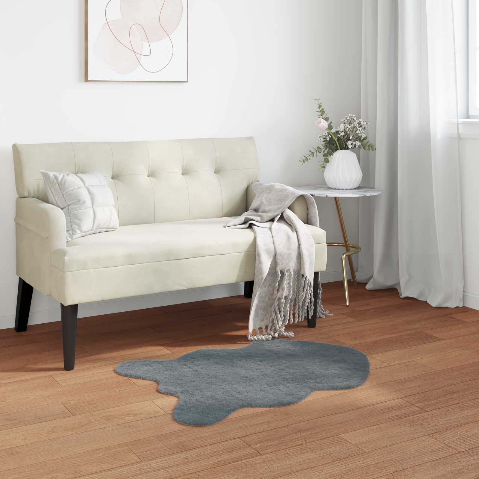 VidaXL tapis en fausse fourrure de lapin huile anthracite 50 x 80 cm polyester