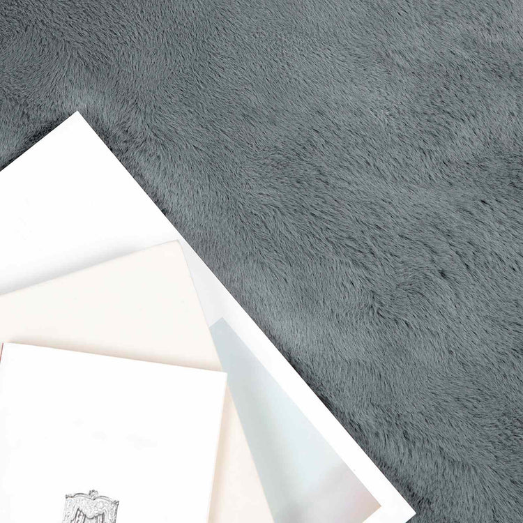 VidaXL tapis en fausse fourrure de lapin huile anthracite 60 x 90 cm polyester