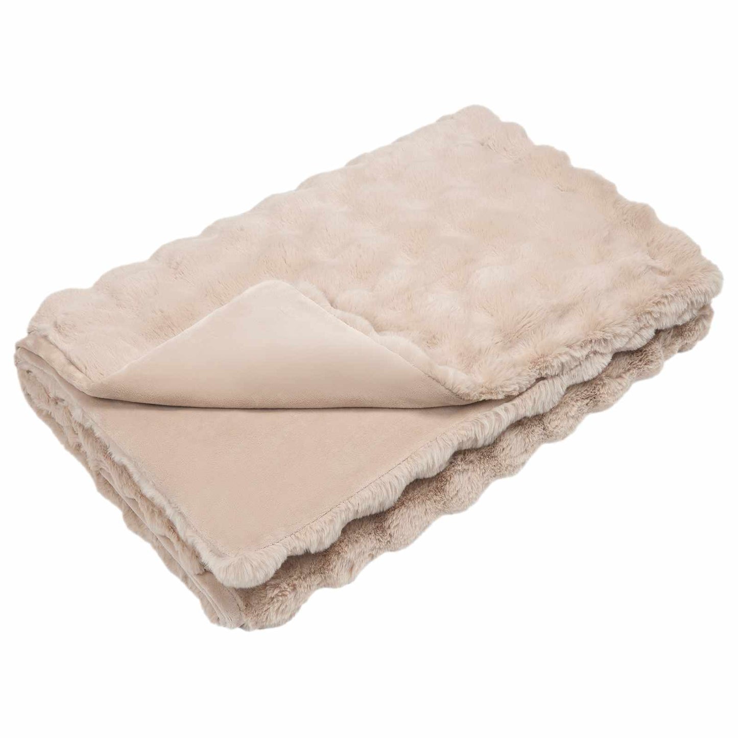 VidaXL couverture en fausse fourrure de lapin beige olite 150 x 220 cm polyester