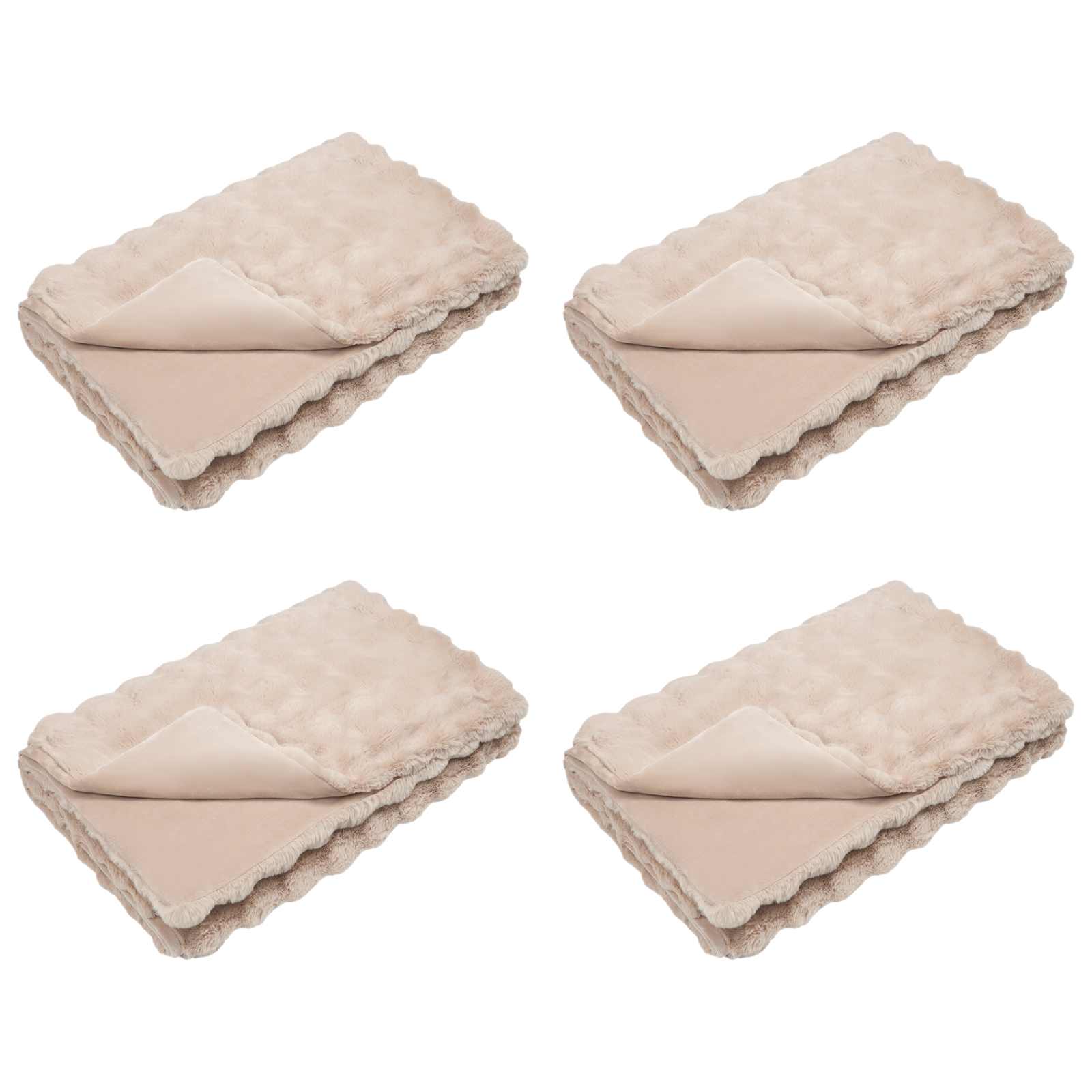 VidaXL couverture en fausse fourrure de lapin olite 4 pcs beige 150 x 220 cm