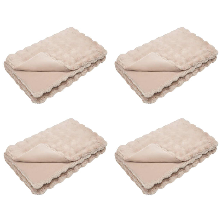 VidaXL couverture en fausse fourrure de lapin olite 4 pcs beige 150 x 220 cm