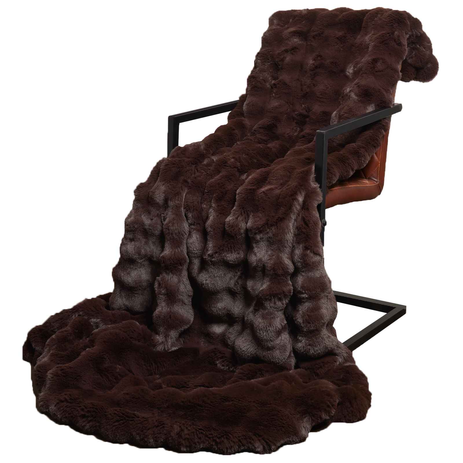 VidaXL couverture en fausse fourrure de lapin olite 4 pcs camel 150 x 220 cm
