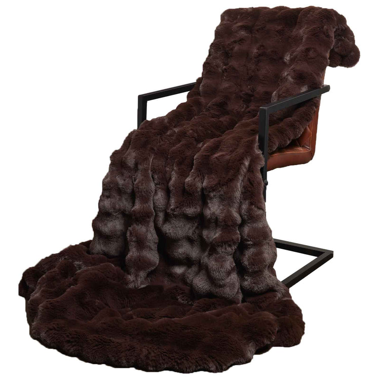 VidaXL couverture en fausse fourrure de lapin olite 4 pcs camel 150 x 220 cm