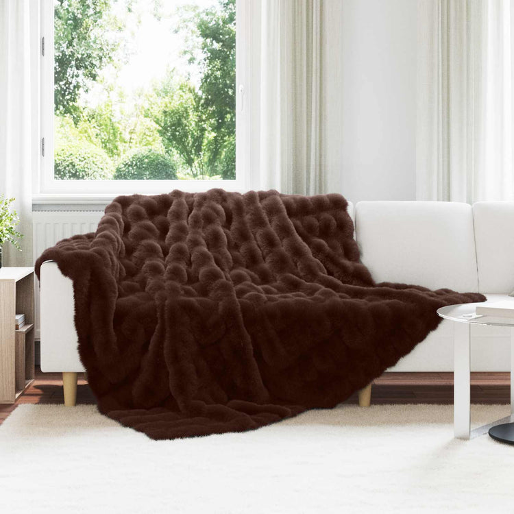 VidaXL couverture en fausse fourrure de lapin olite 4 pcs camel 220 x 240 cm