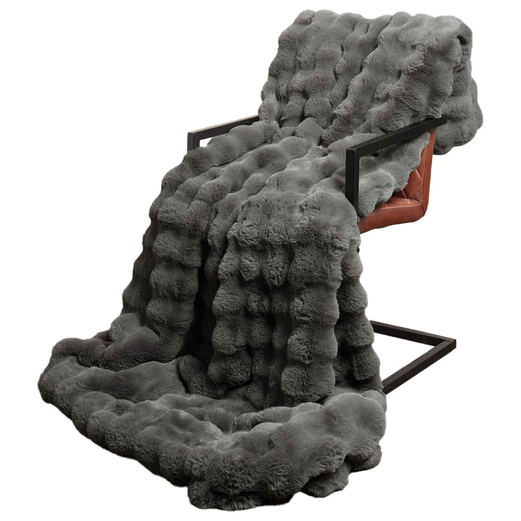VidaXL couverture en fausse fourrure de lapin olite 4 pcs gris foncé 130 x 150 cm