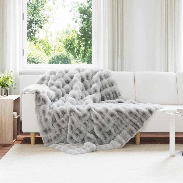 VidaXL couverture en fausse fourrure de lapin gris olite 150 x 220 cm polyester